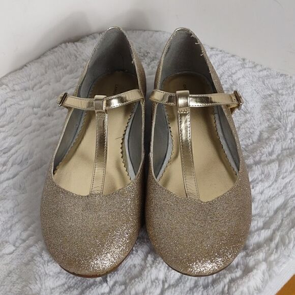Lands' End Gold Glitter Mary Jane Flats - Picture 2 of 7